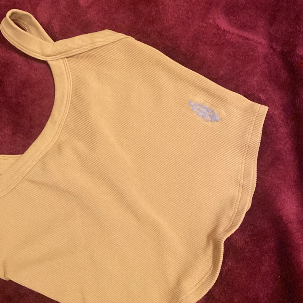 Ribbed Mustard Yellow Crop Tank Top - Women's - Picture 2 of 4